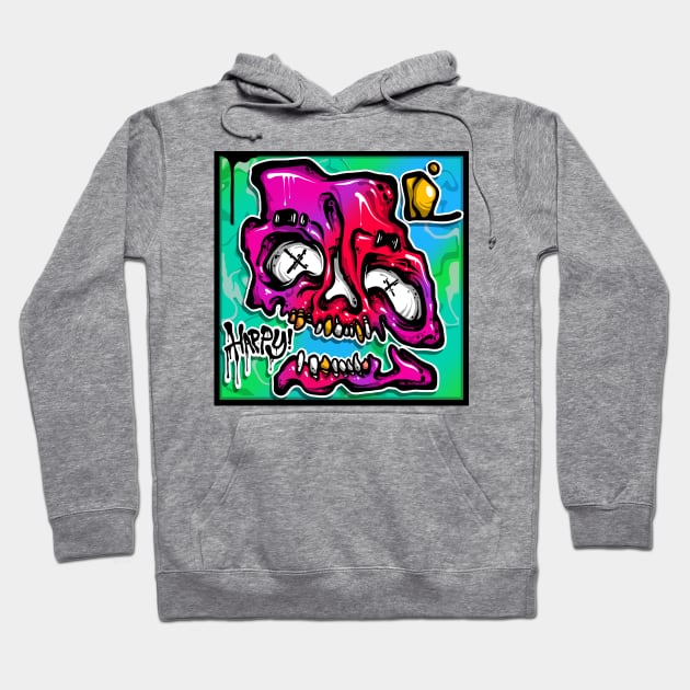 Happy Graffiti Skull Hoodie by Graffitidesigner